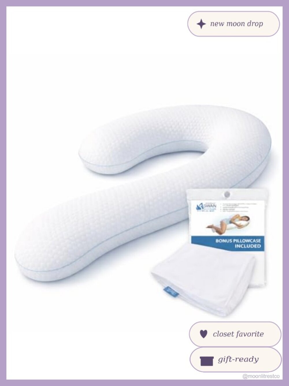 XL Swan Shaped Side Sleeper Body Pillow Orthopedic Cooling